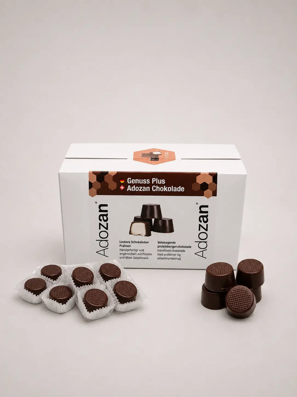 Adozan Chokolade+ Proteinpralinen in der Box