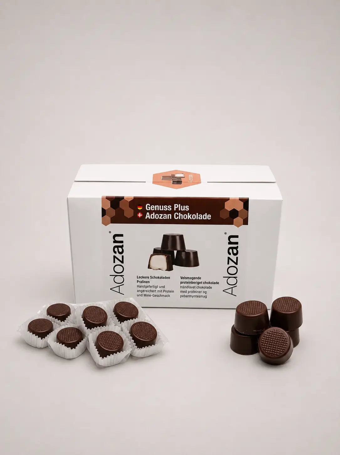 Adozan Chokolade+ Proteinpralinen in der Box